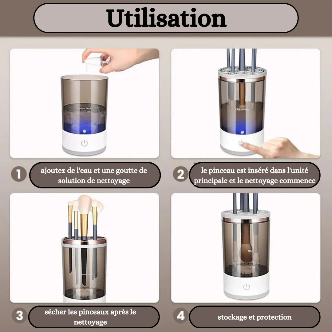 Nettoyeur de pinceaux de maquillage électrique 3 en 1 - GLAME™