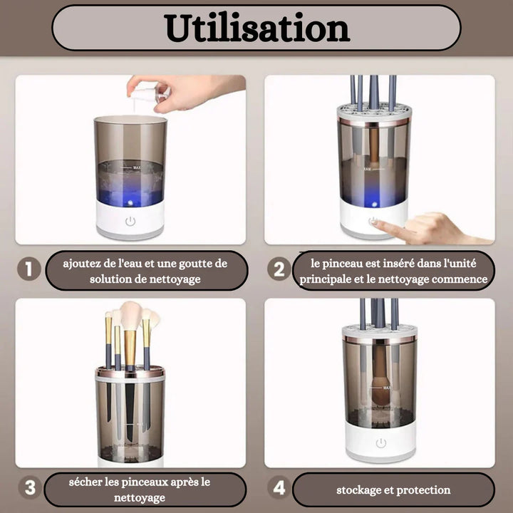 Nettoyeur de pinceaux de maquillage électrique 3 en 1 - GLAME™